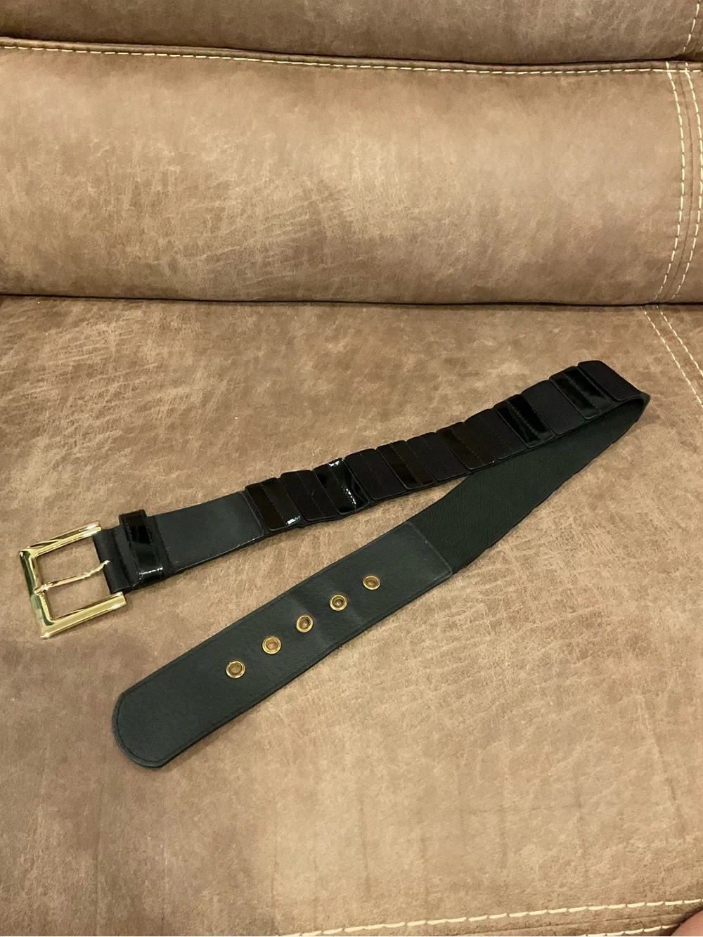 Carlisle Black Stretchy Belt with Gold Buckle XS